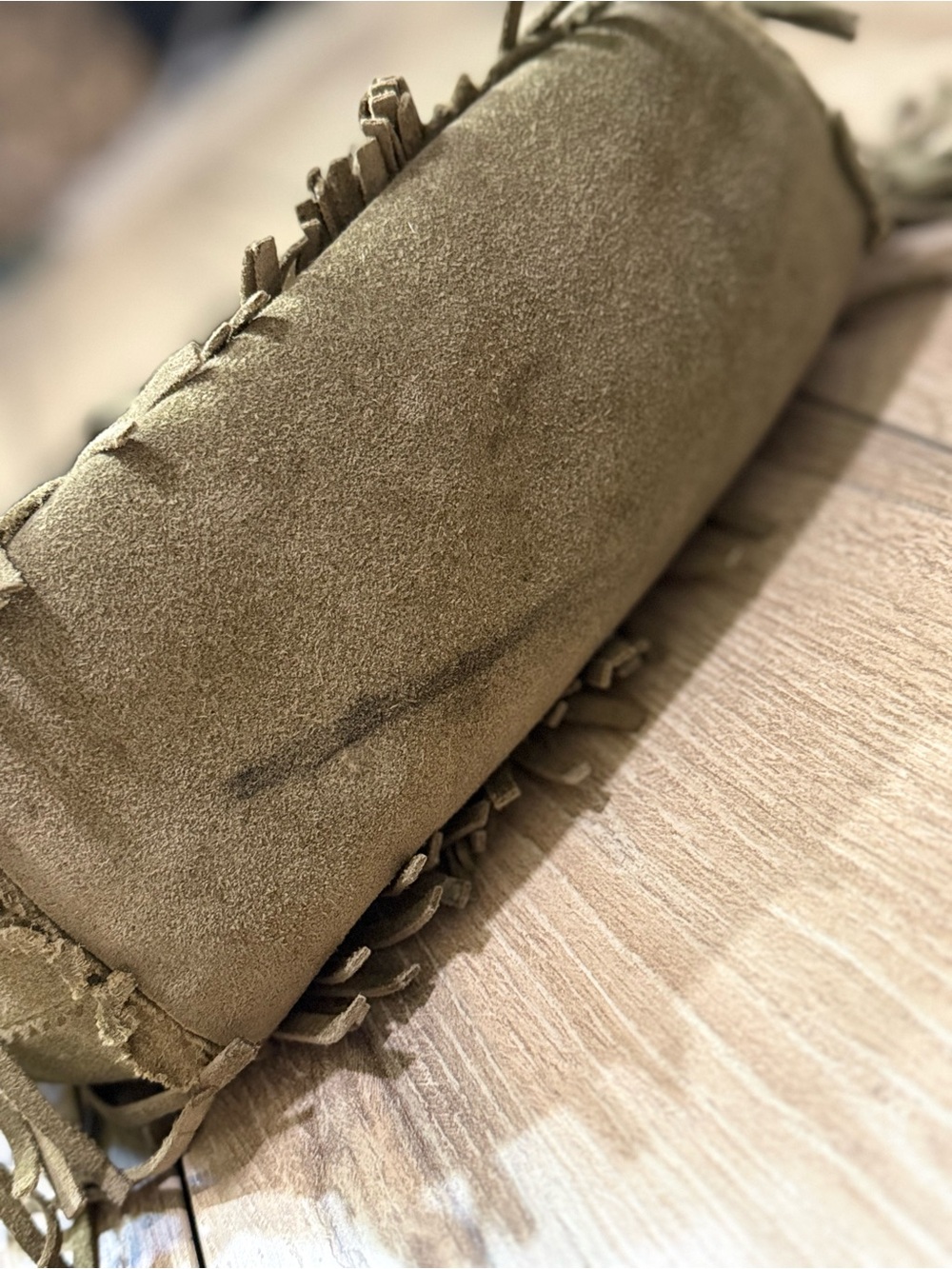 Patricia Nash Crossbody Boho Suede Fringe Bucket Bag Olive Green - Picture 10 of 16
